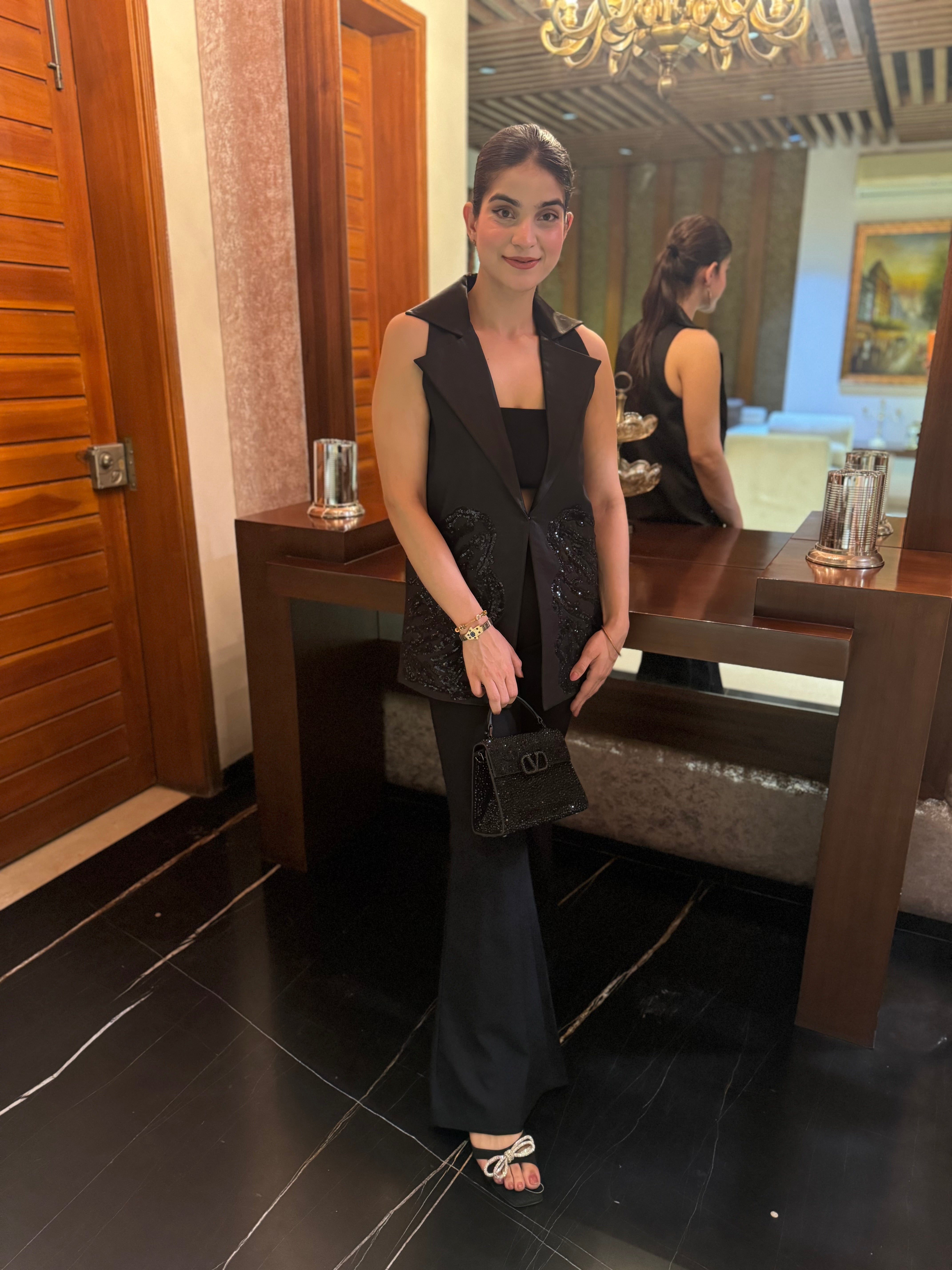 Cici Hand Embroidered Vest and Bell Bottom