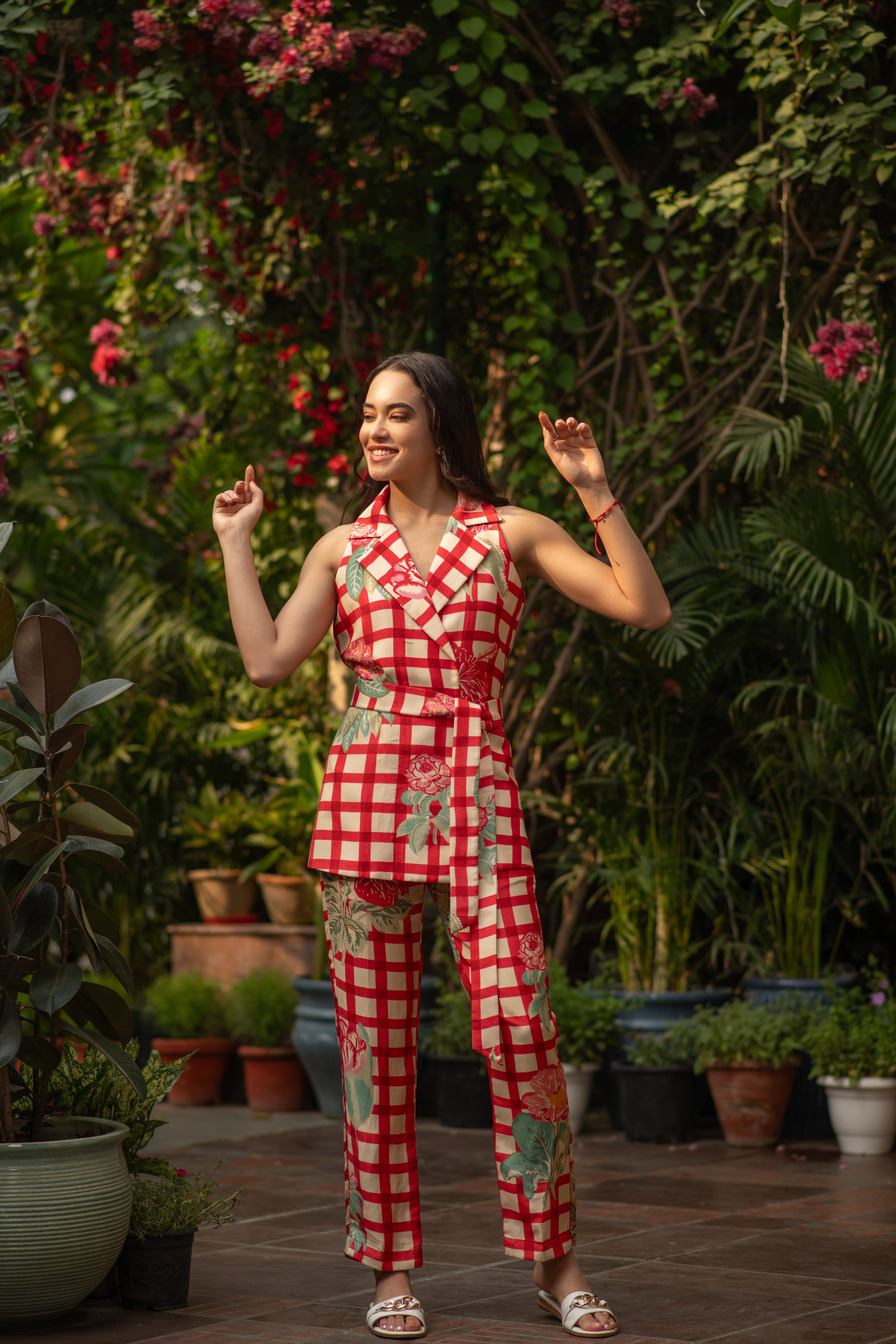 As Seen on Meghna Pahwa Matilda Ghigham Blazer Set with Belt