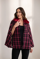 XOXO Fur and Tweed Cape with Metallic Buttons