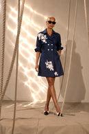 Denim Embroidered Trench Dress