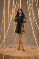 Sabe Denim Center Panel Dress with Printed Sides