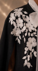 Bennet  Embroidered Cape with  Detachable  Organza Bow