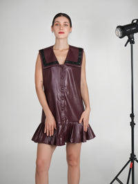 Cherry Red Faux Leather Sailor Dress