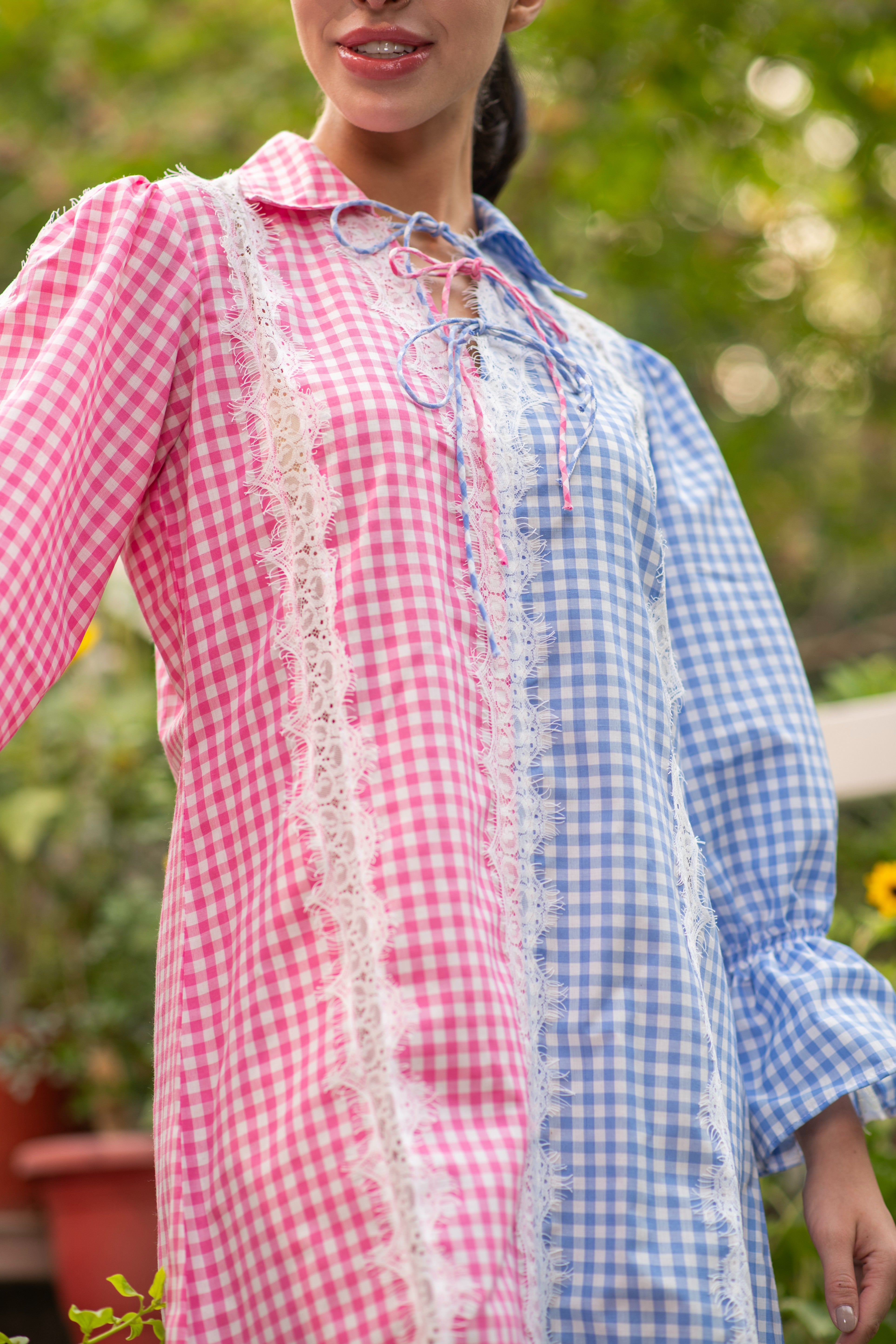 Manifest Ghigham Dress with Bow Tie