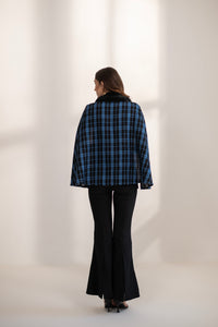 XOXO Blue  Fur and Tweed Cape
