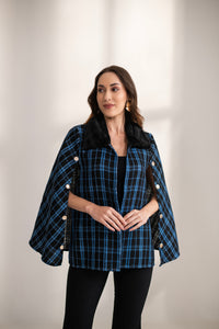 XOXO Blue  Fur and Tweed Cape