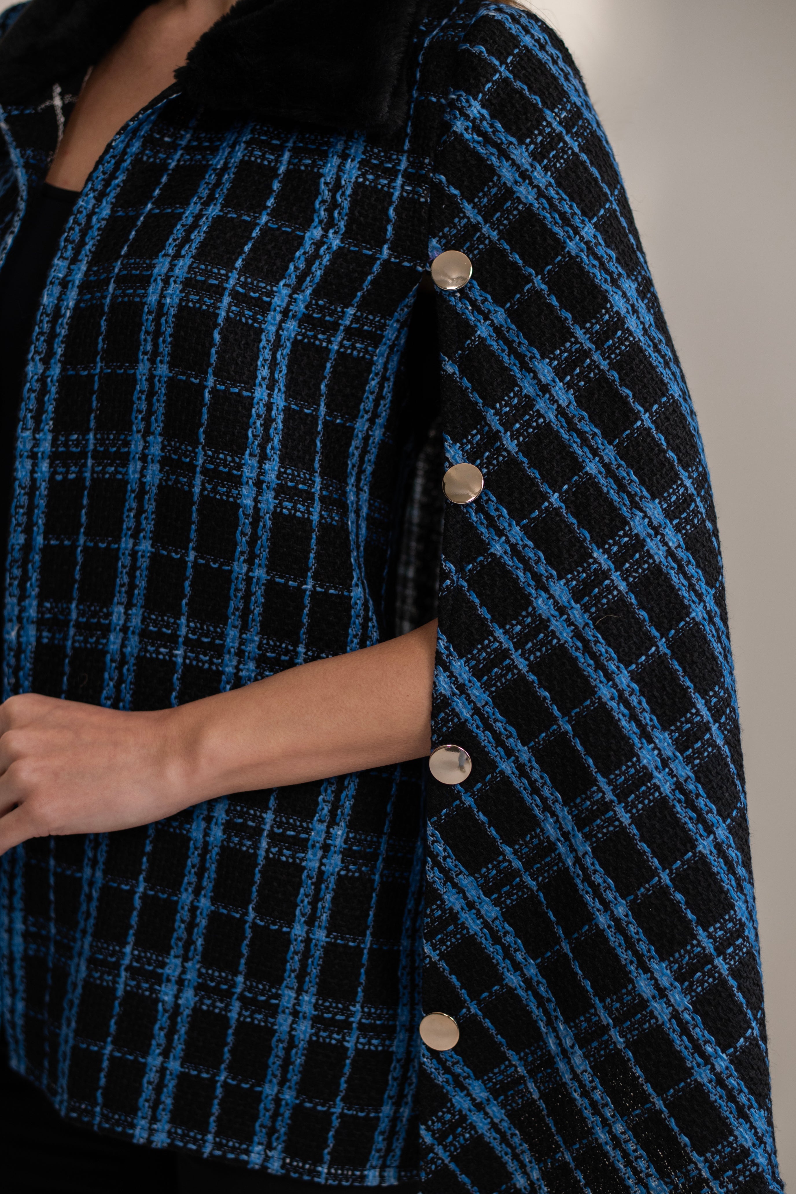 XOXO Blue  Fur and Tweed Cape