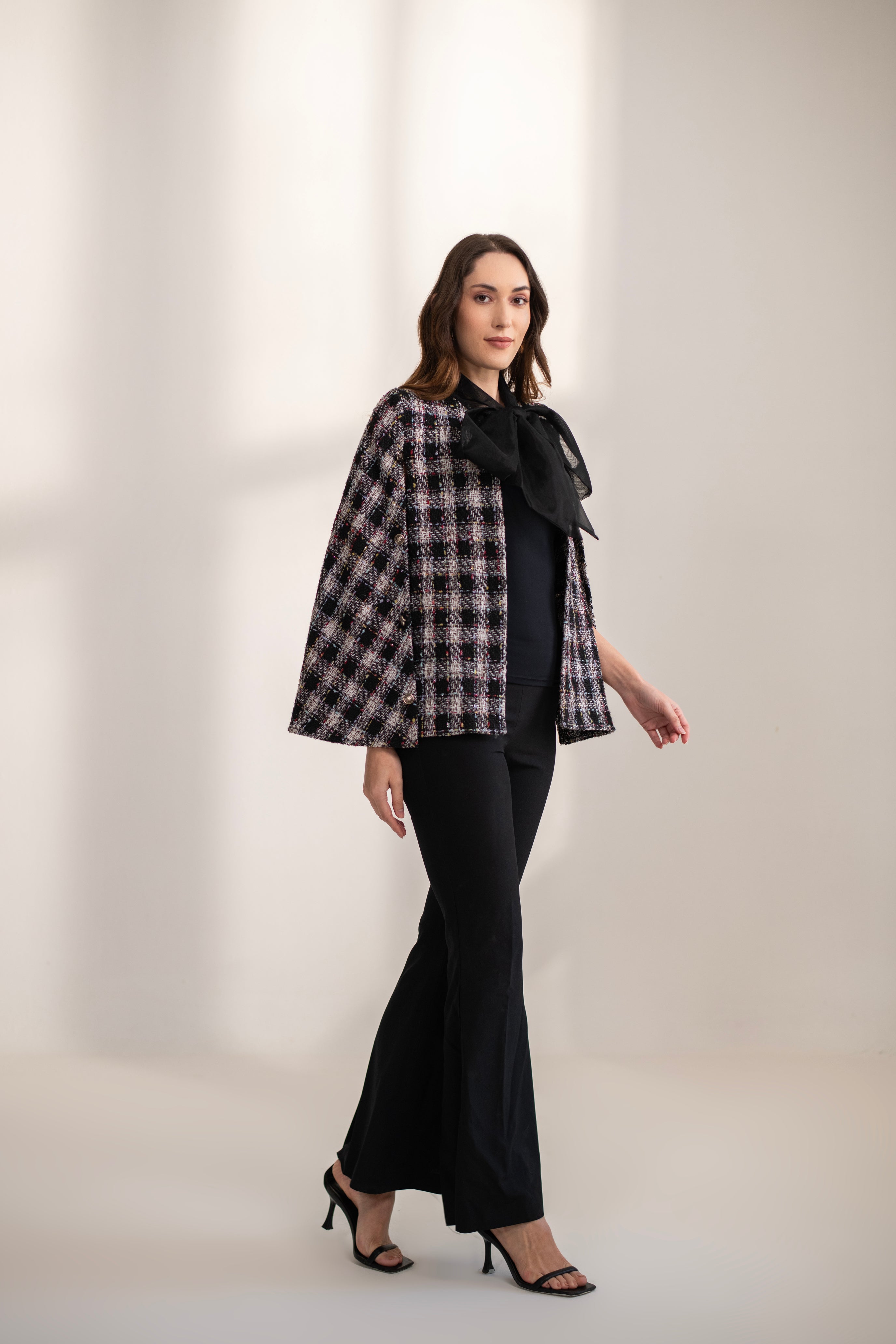 New Ginny Bow Tweed Cape