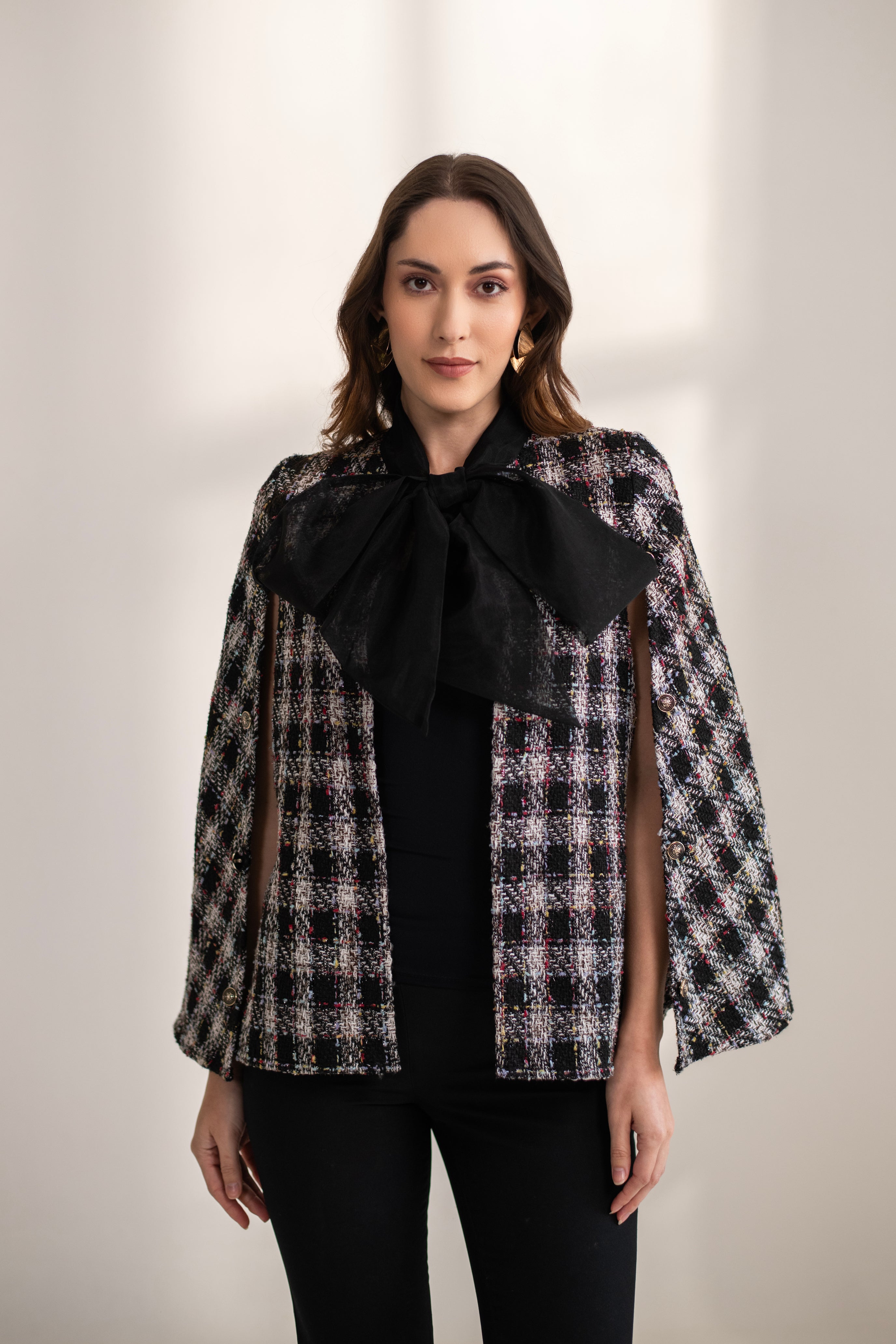 New Ginny Bow Tweed Cape
