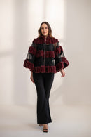 Amour Fur and Organza Cape with Metallic Zip