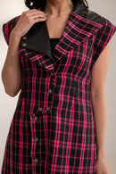 Flamingo Leather and Tweed Dress Multiple Collar