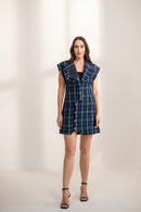 Morni Leather and Tweed Dress Double Collar