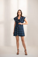 Morni Leather and Tweed Dress Double Collar