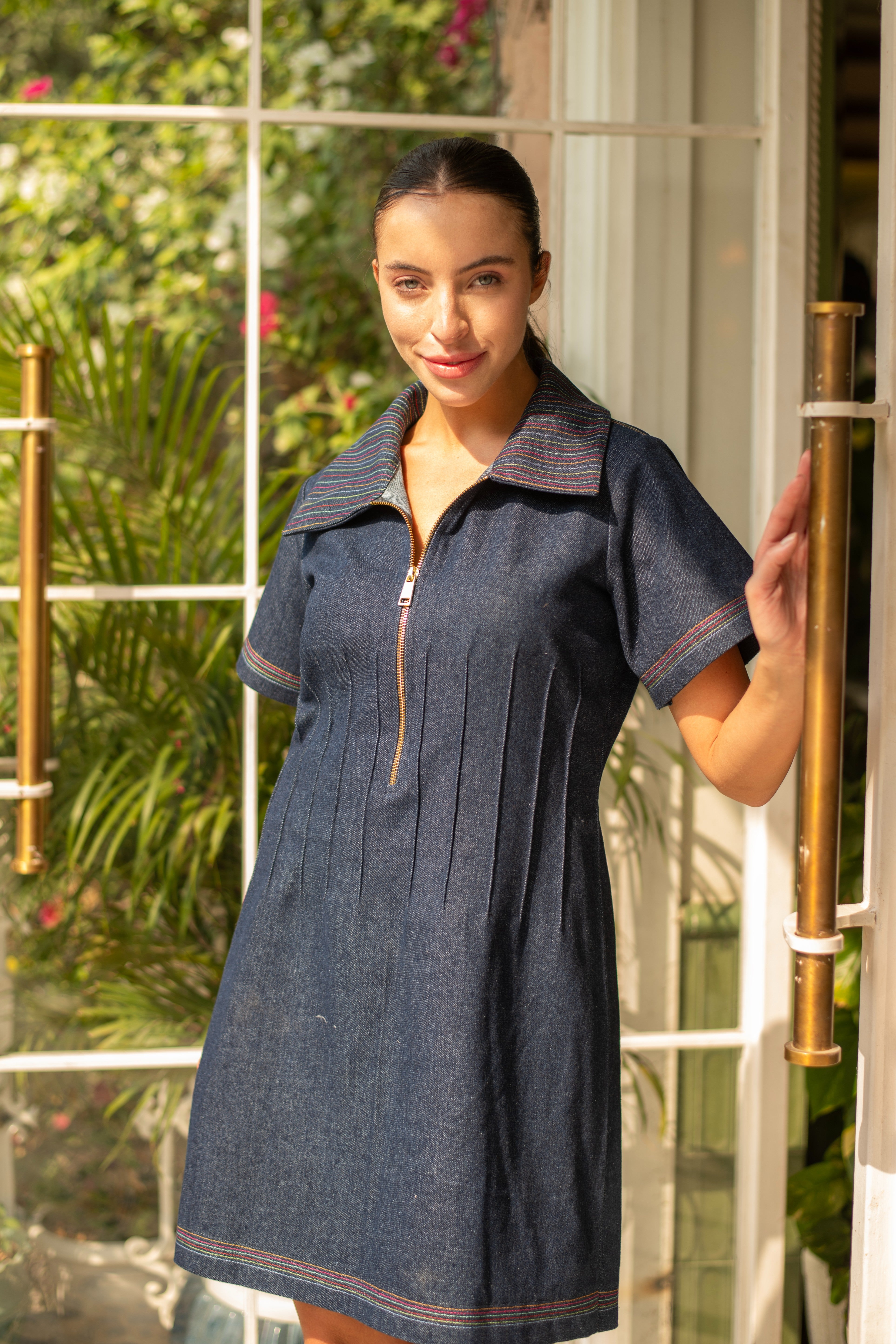 Denim Multicolor Corset Dress
