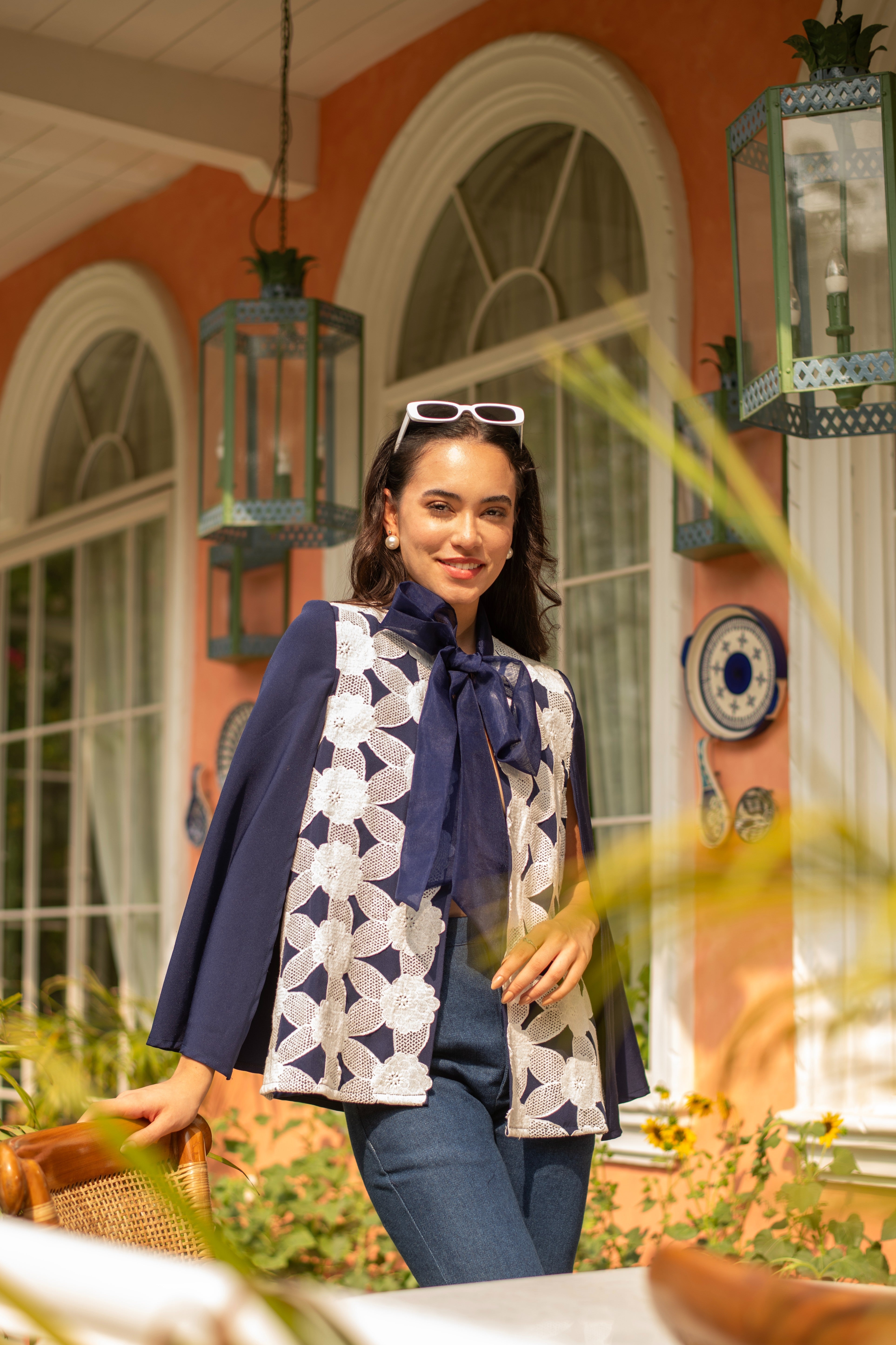 Roseatte Cut work Lace Embroidery Cape