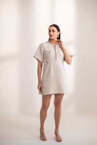 Mallorca Tweed Dress with 3D flowers and Pearls