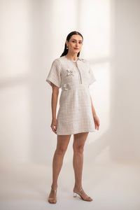 Mallorca Tweed Dress with 3D flowers and Pearls