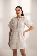 Mallorca Tweed Dress with 3D flowers and Pearls