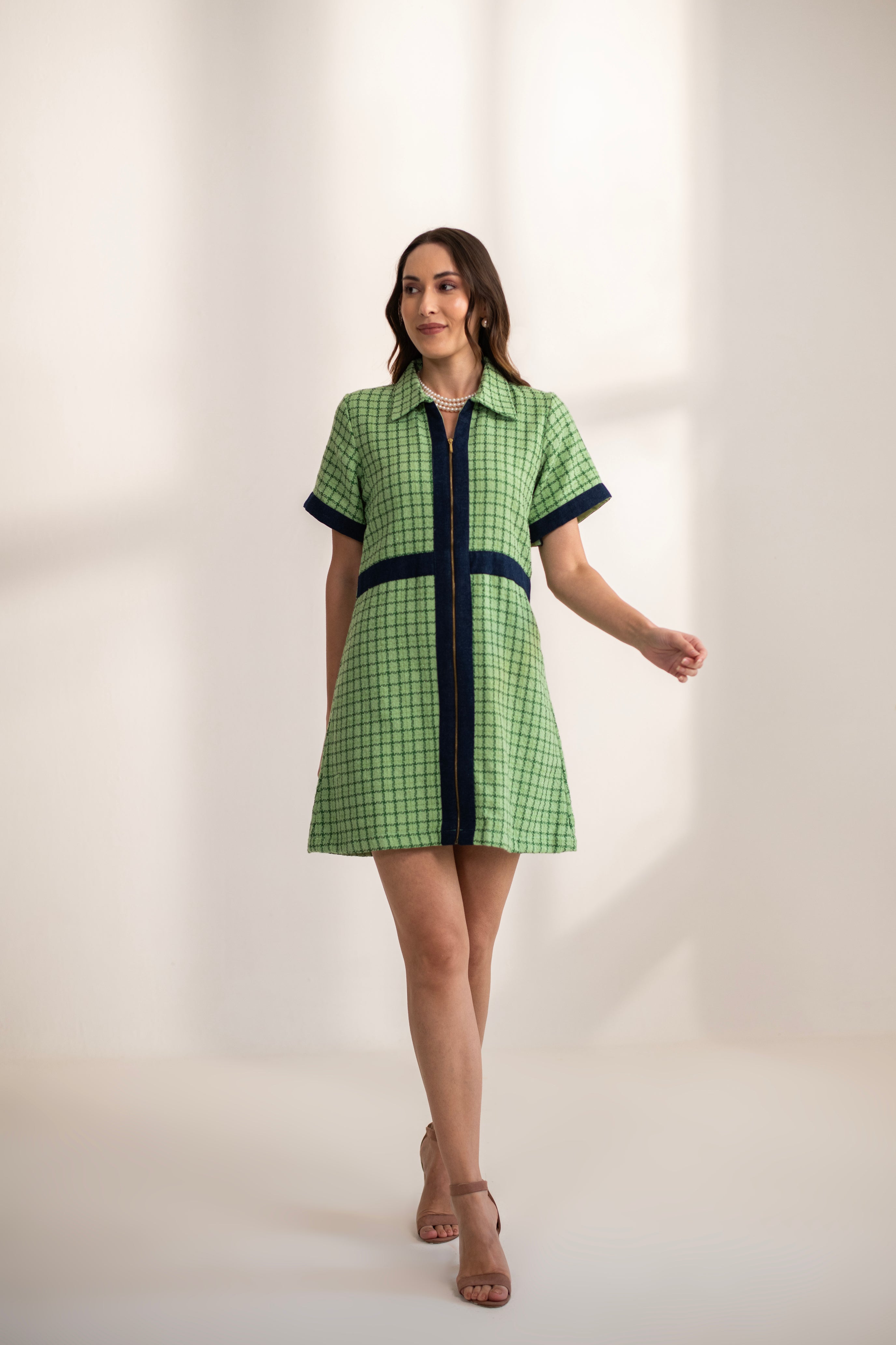 Samantha Green Tweed with front metallic zip