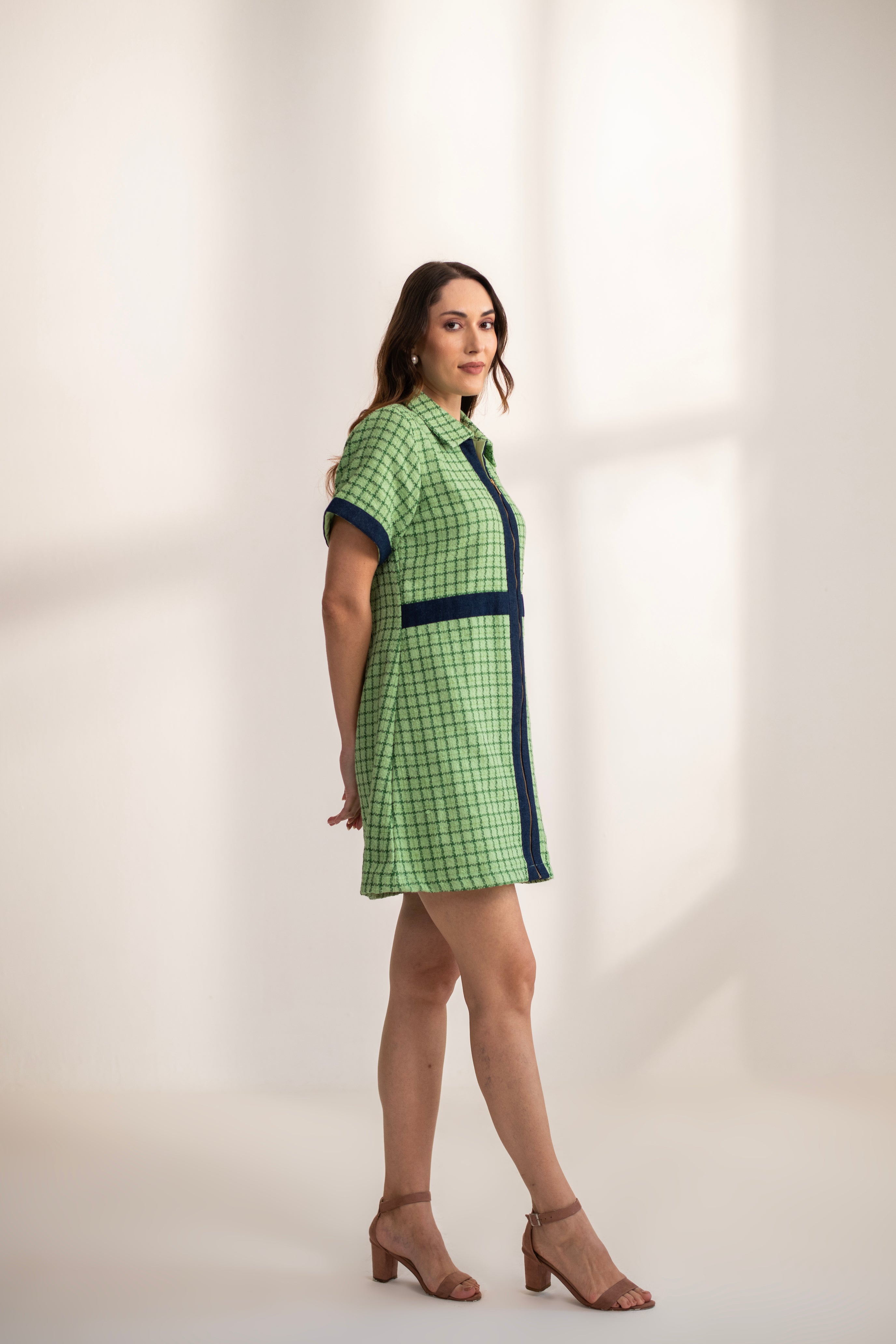 Samantha Green Tweed with front metallic zip