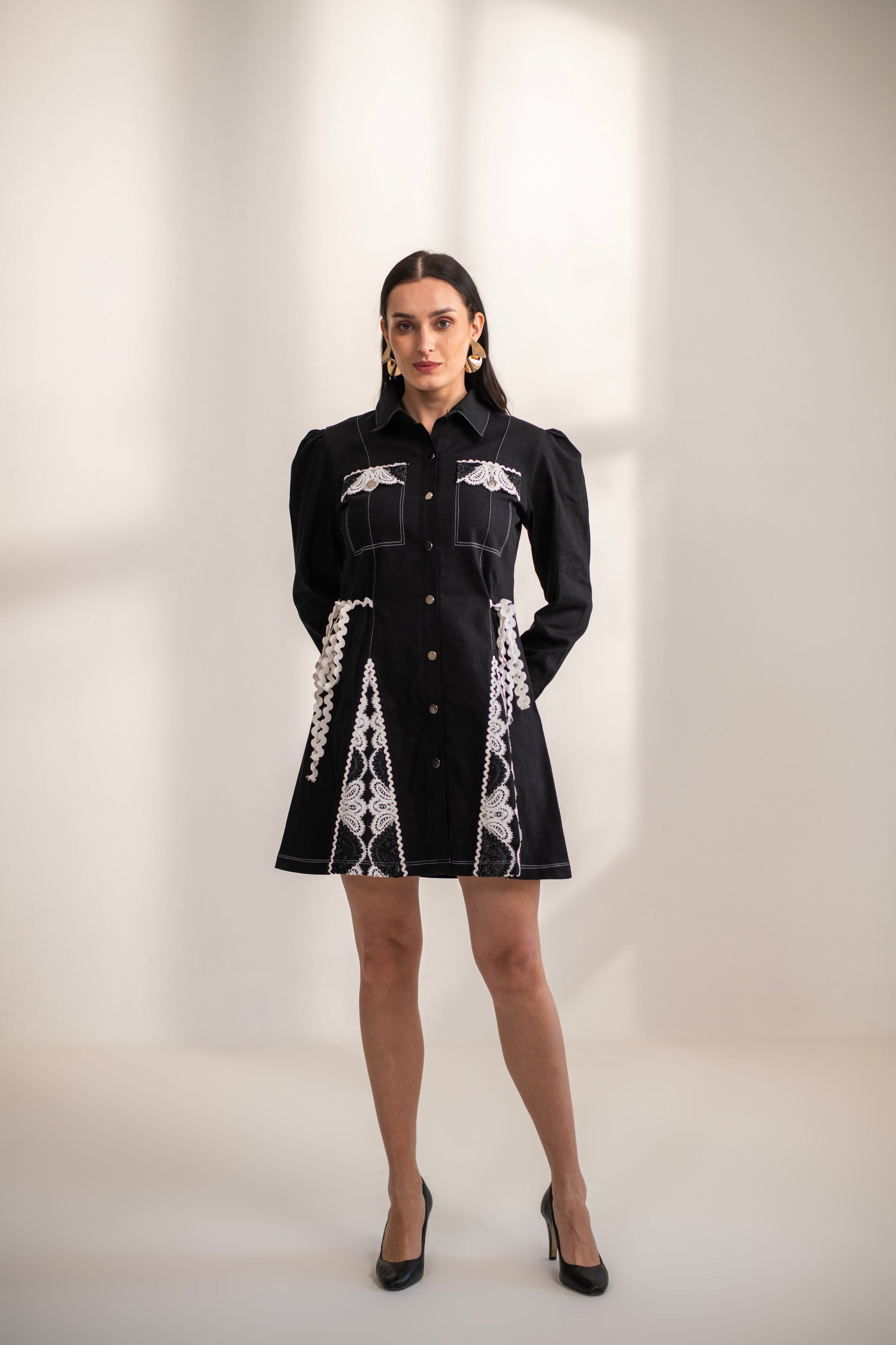 Samantha lace  and denim dress