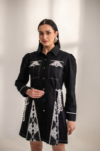 Samantha lace  and denim dress