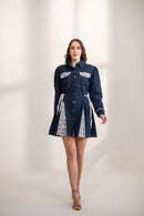 Bella Lace Denim Dress Blue