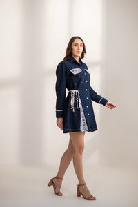 Bella Lace Denim Dress Blue