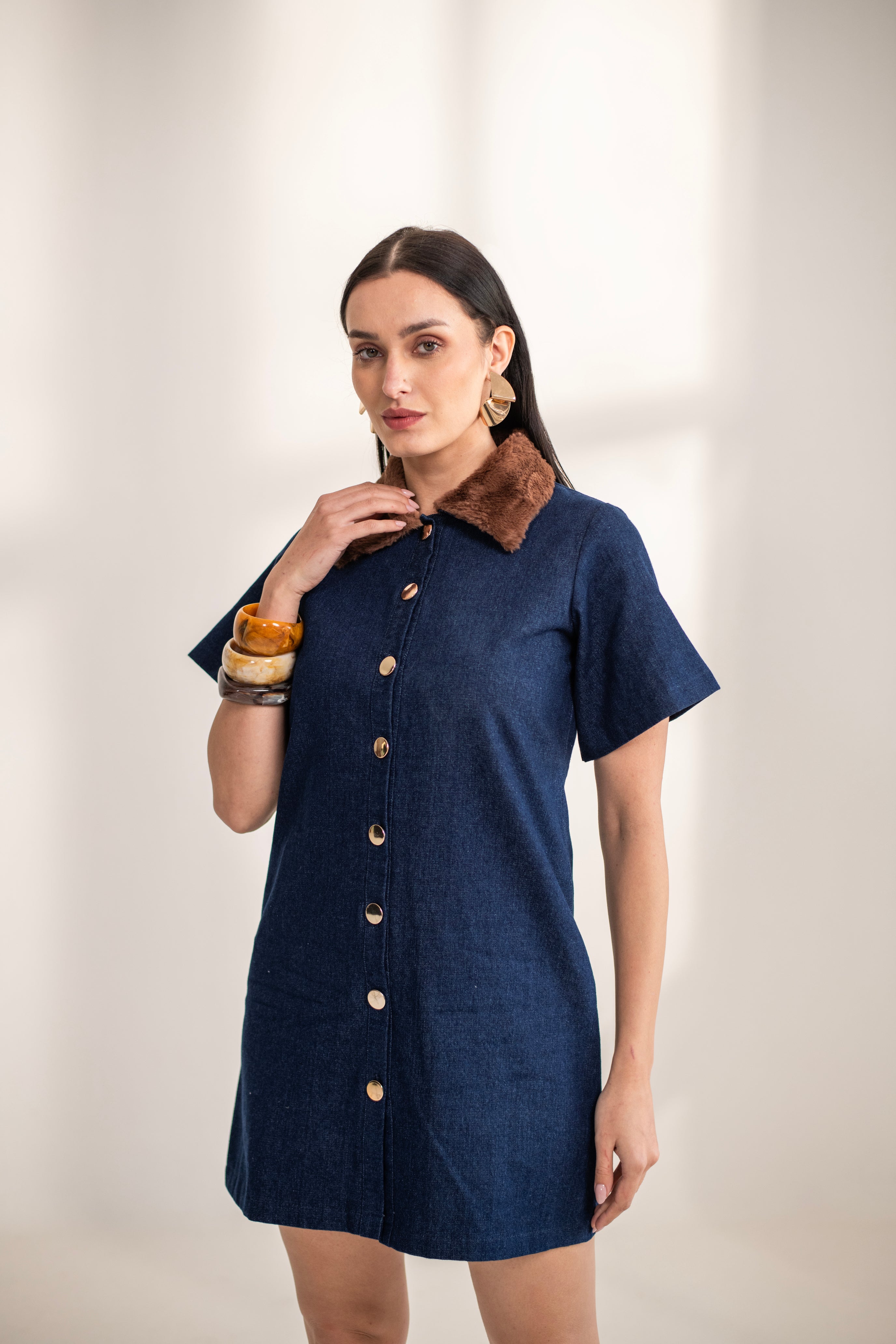 Valencia Fur and Denim Dress