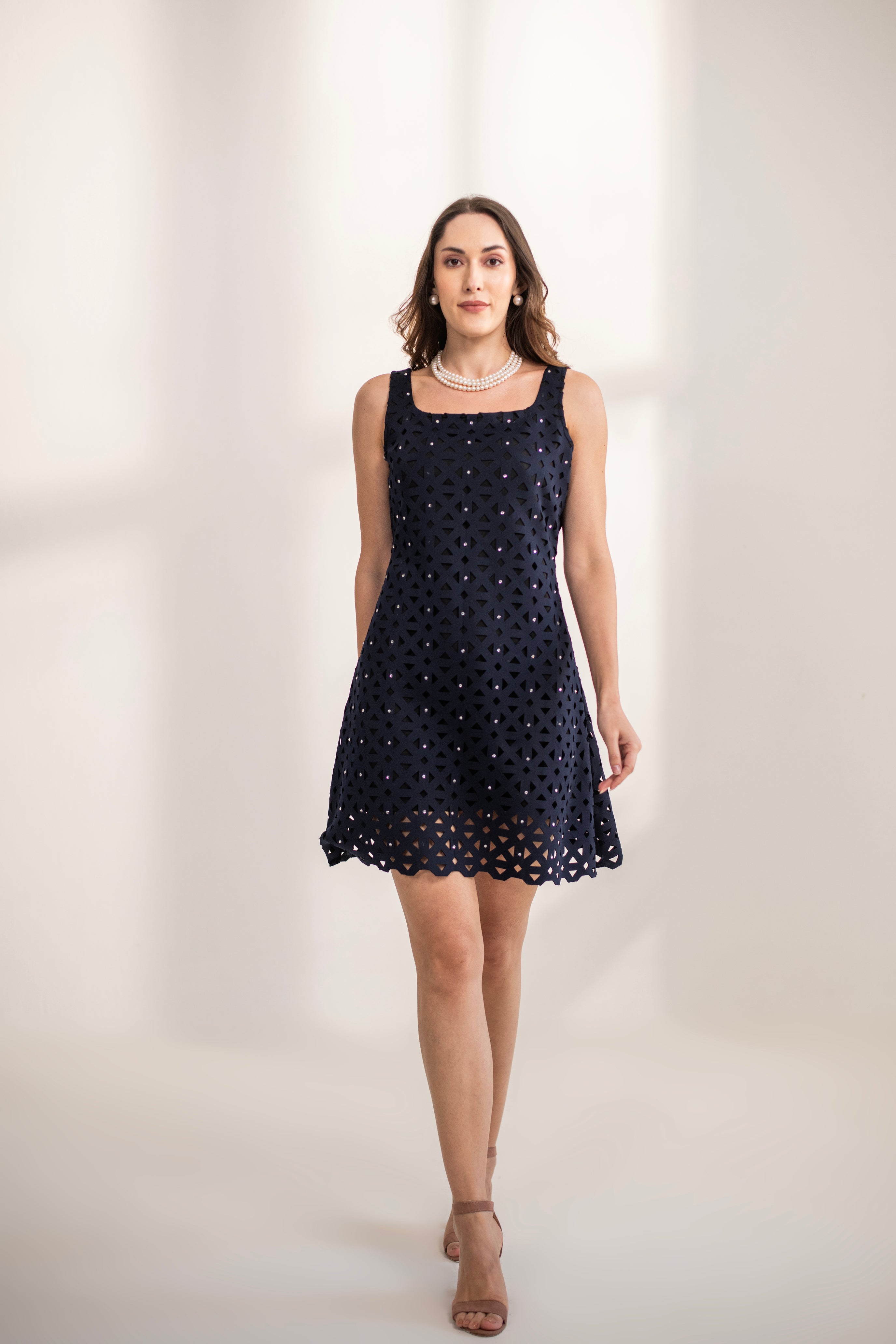 Euphoria studded cutwork dress