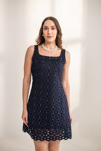 Euphoria studded cutwork dress