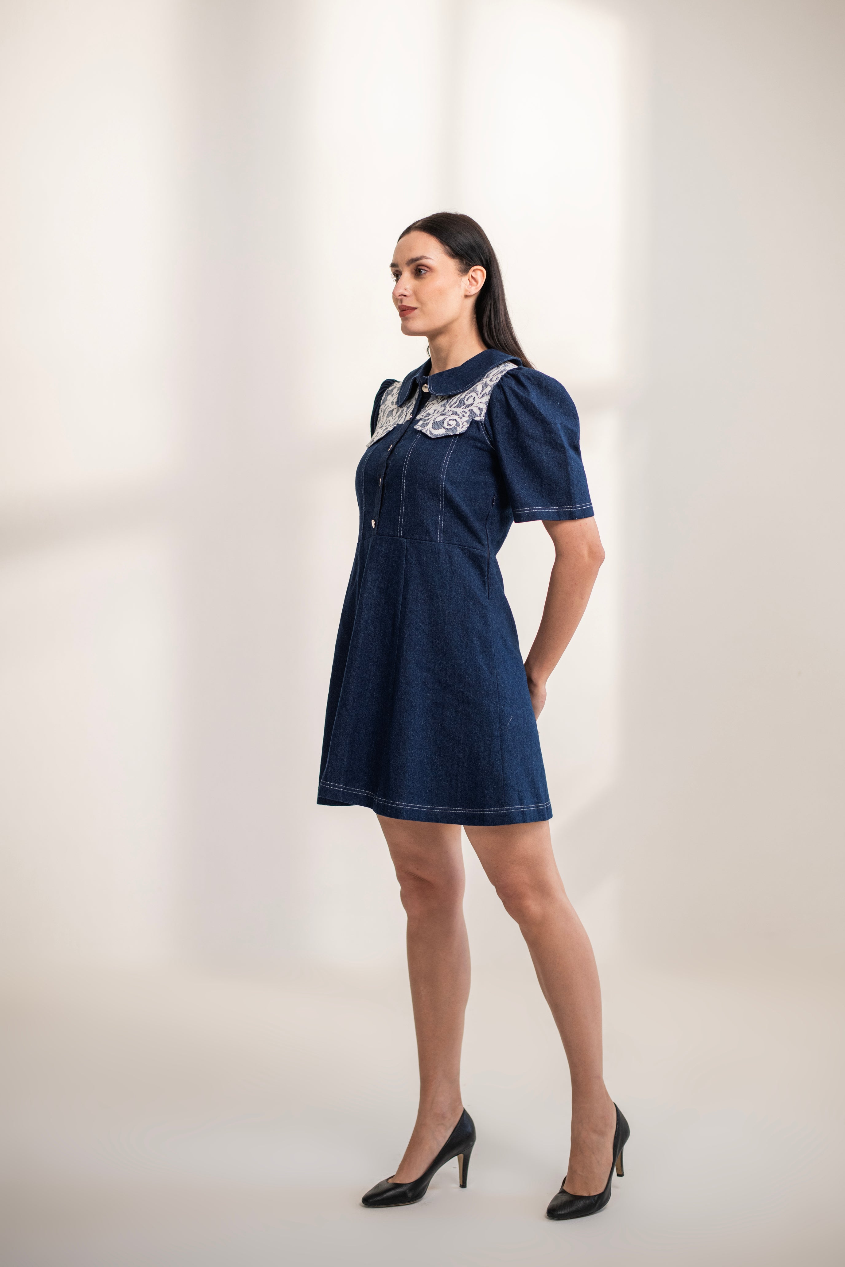 Haya Lace and Denim Dress