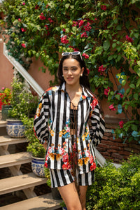 Midnight Dreams Printed Coord Set with Tie Ons