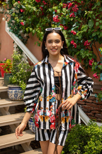 Midnight Dreams Printed Coord Set with Tie Ons