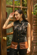 Veronica Leather and Denim Coord Set
