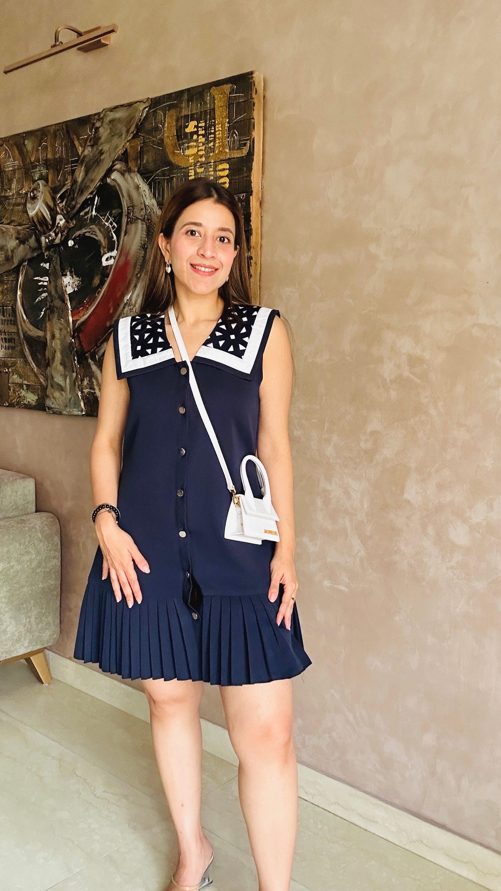 Giovanna Cutwork Blue Sailor Dress