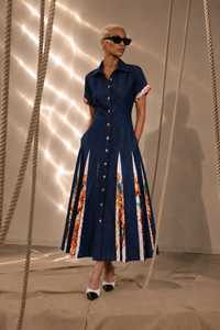 Matilda Pleated Dress with Printend Panels