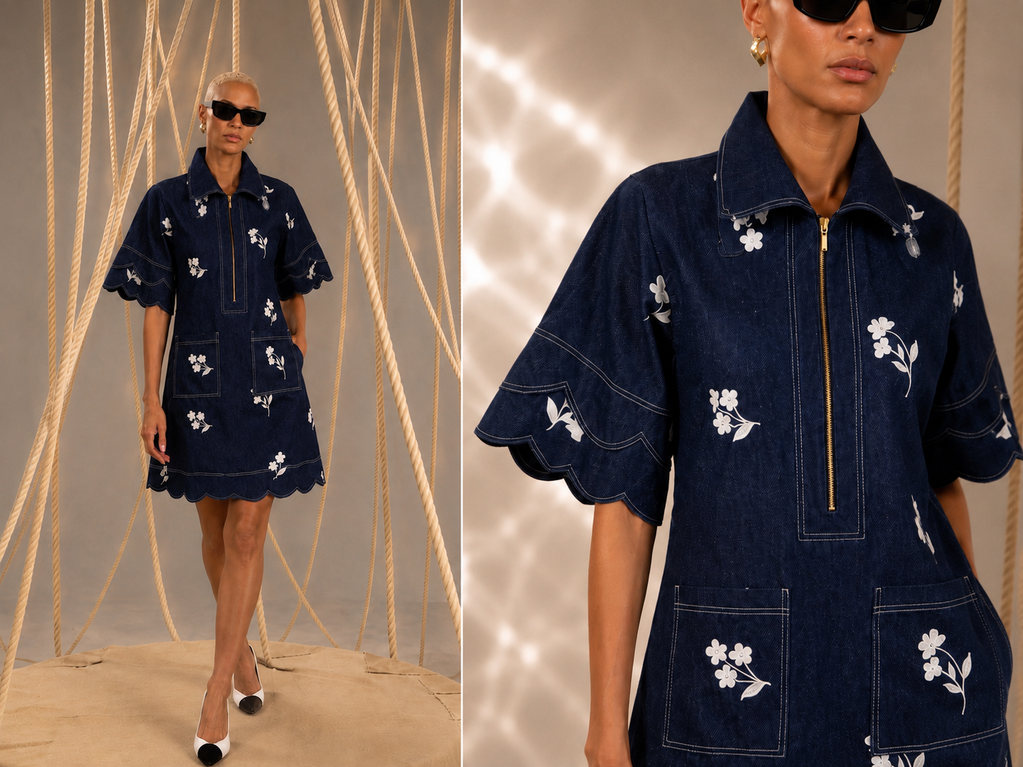Rodeo Denim Embroidered Scalp Dress