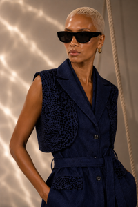 Beyonce Embossed Denim Coord Set with Belt