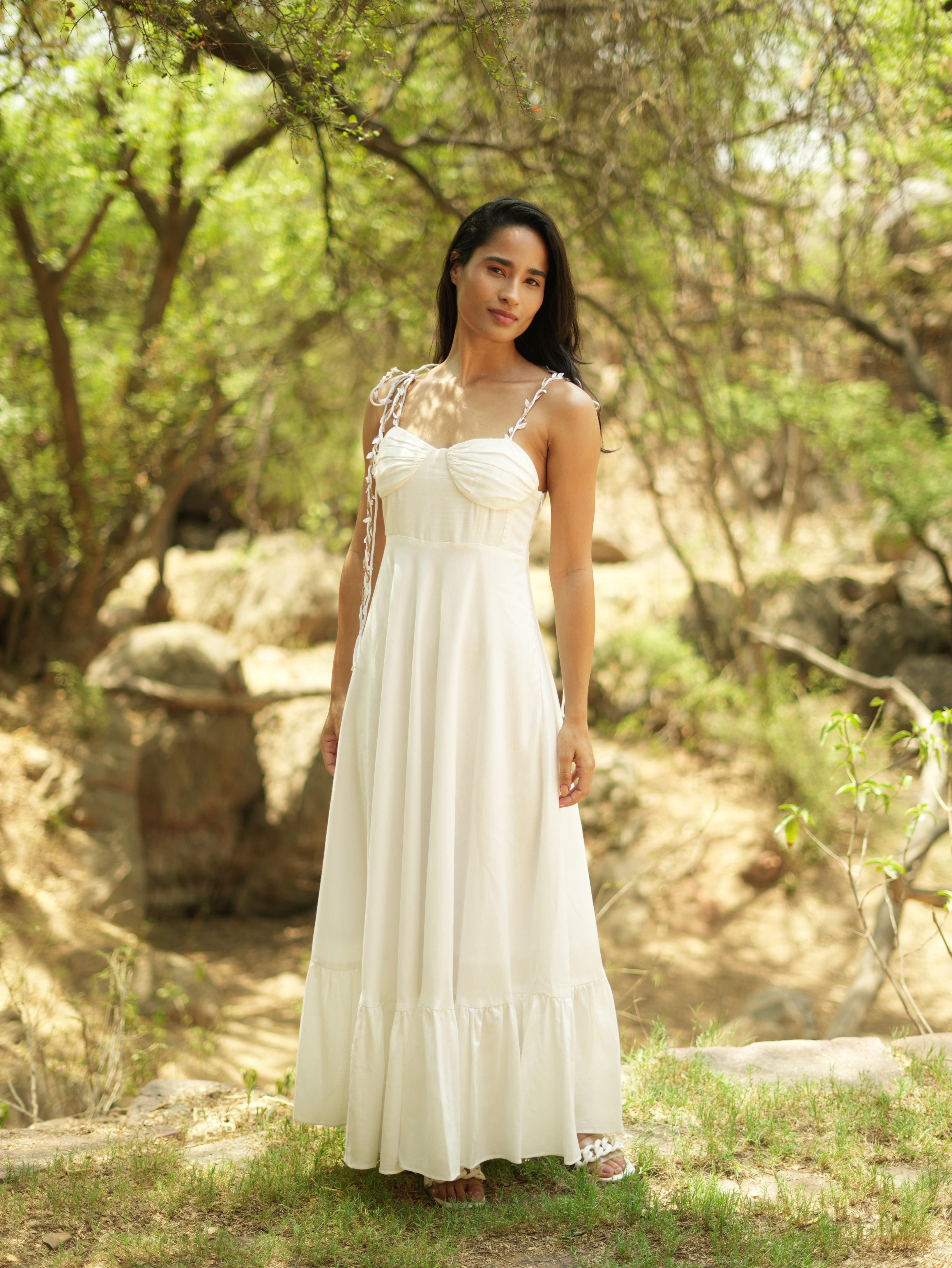 Pixie White Maxi Dress with Jute Detailing