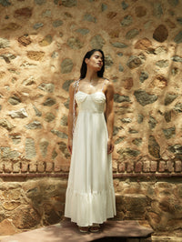 Pixie White Maxi Dress with Jute Detailing