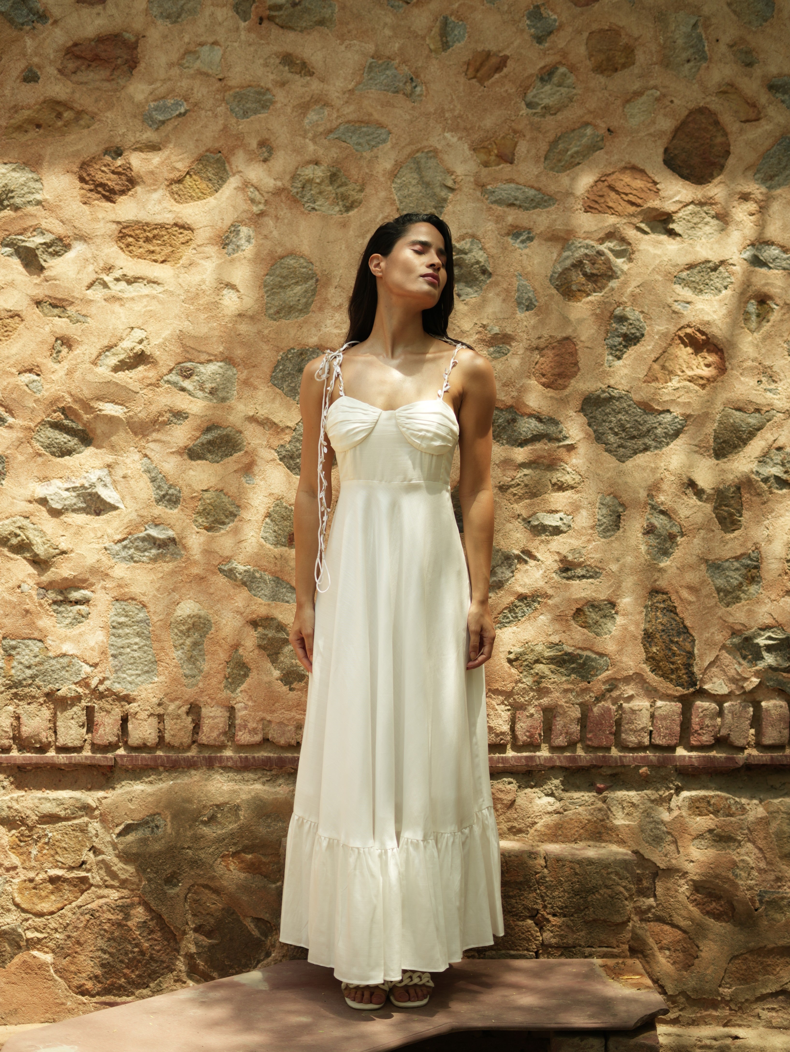 Pixie White Maxi Dress with Jute Detailing