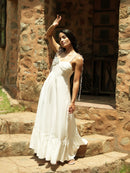 Pixie White Maxi Dress with Jute Detailing