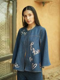 Take me to Paris French Embroidery Cape Set with Bell Bottoms