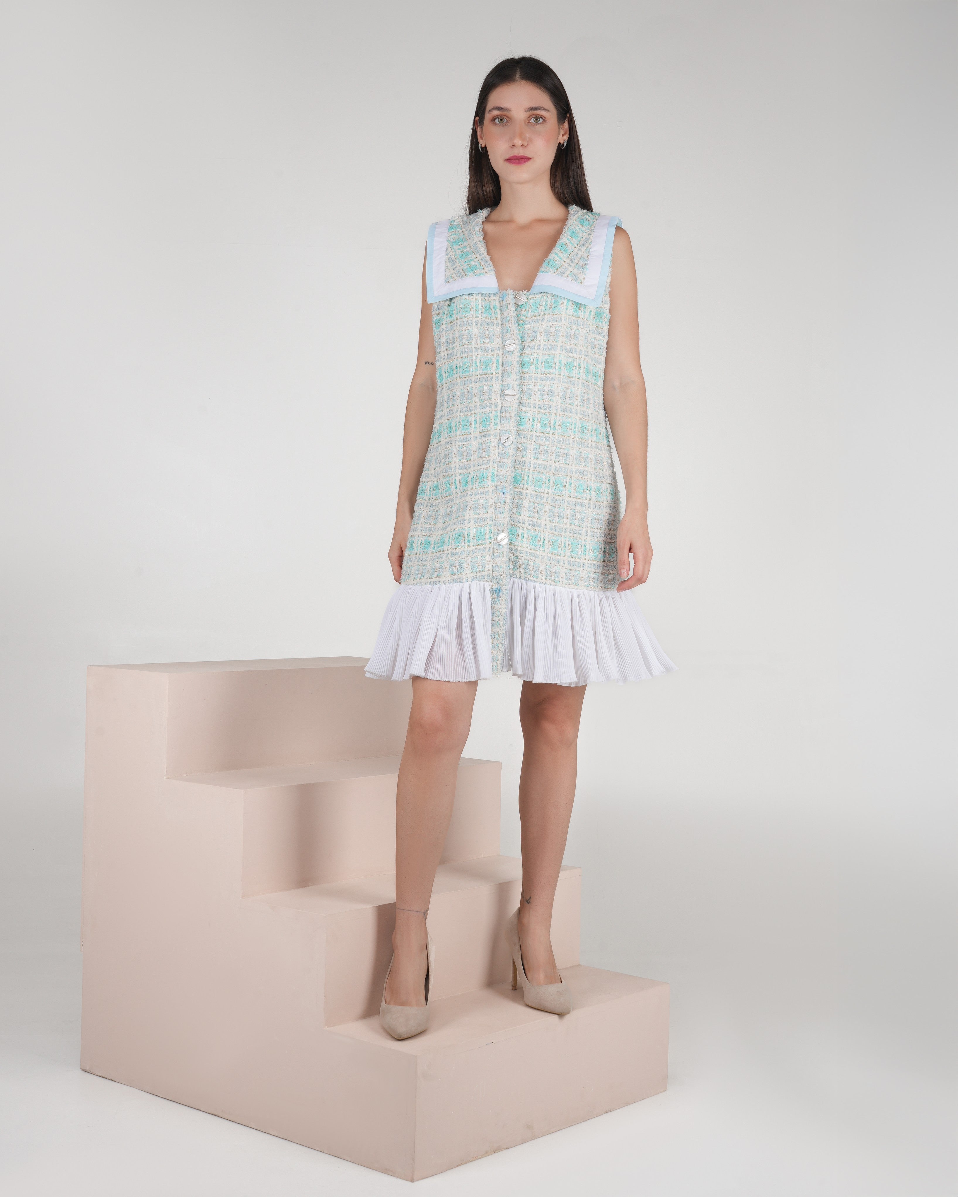 Mint Green Tweed Sailor Dress