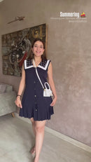 Giovanna Cutwork Blue Sailor Dress